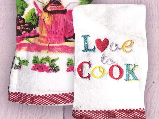Ποτηρόπανα Σετ Love To Cook 2τμχ. Ρυθμός 50x70cm 100% Βαμβάκι