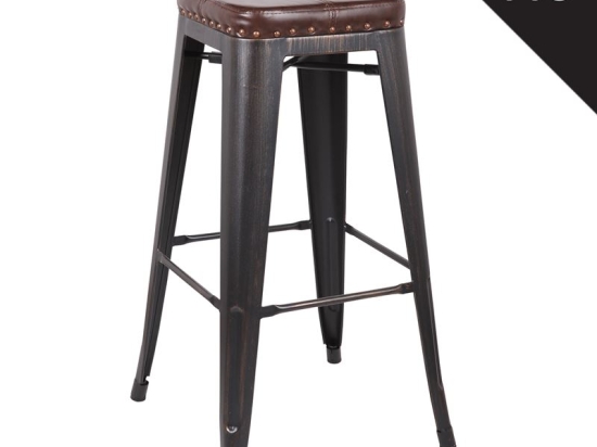 RELIX ΣΚΑΜΠΟ BAR-PRO, ΣΤΟΙΒΑΖΟΜΕΝΟ, ΜΕΤΑΛΛΟ ΒΑΦΗ ANTIQUE BLACK, PU ΣΚΟΥΡΟ ΚΑΦΕ