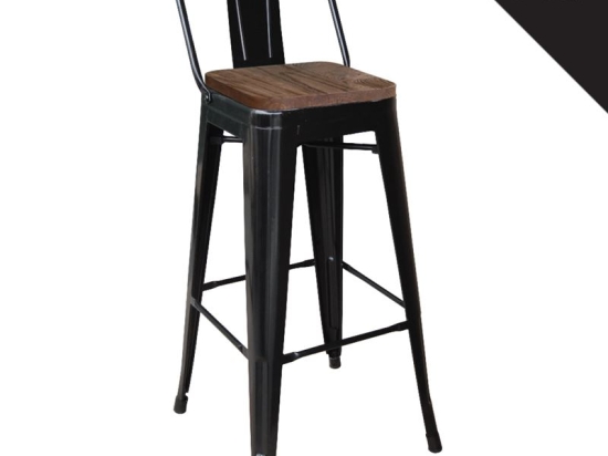 RELIX WOOD ΣΚΑΜΠΟ BAR-PRO ΜΕ ΠΛΑΤΗ, ΜΕΤΑΛΛΟ ΒΑΦΗ ΜΑΥΡΟ ΜATTE, ΑΠΟΧΡΩΣΗ ΞΥΛΟΥ DARK OAK