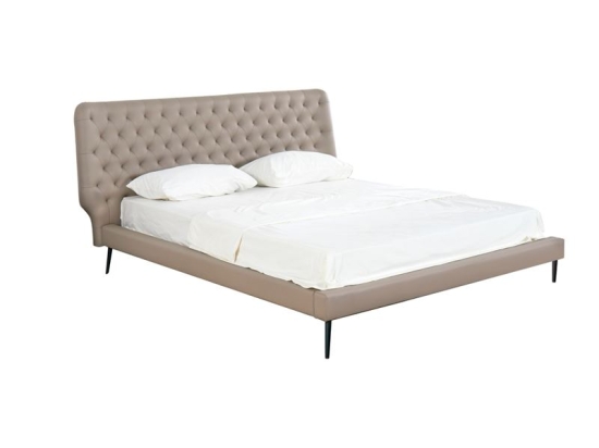 KENZO ΚΡΕΒΑΤΙ ΔΙΠΛΟ, ΓΙΑ ΣΤΡΩΜΑ 160X200CM, PU ΜΠΕΖ
