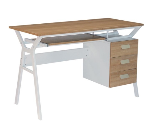 UNIT ΓΡΑΦΕΙΟ Η/Υ ΜΕΤΑΛΛΟ ΒΑΦΗ ΑΣΠΡΟ, MELAMINE ΑΠΟΧΡΩΣΗ SONOMA