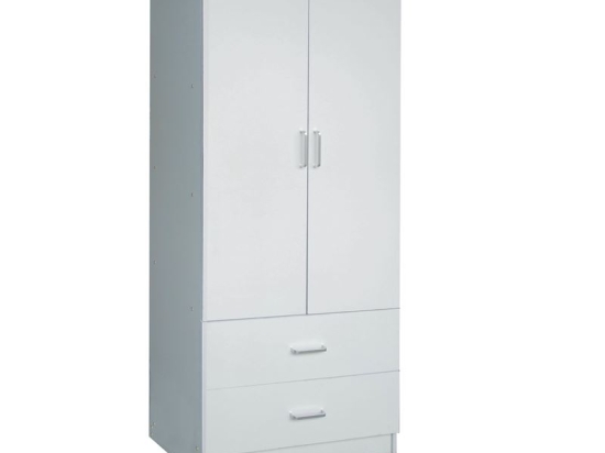 CLOSET ΝΤΟΥΛΑΠΑ ΔΙΦΥΛΛΗ, ΡΑΦΙ, ΘΕΣΕΙΣ ΓΙΑ ΚΡΕΜΑΣΤΡΕΣ, 2 ΣΥΡΤΑΡΙΑ, ΑΠΟΧΡΩΣΗ ΑΣΠΡΟ