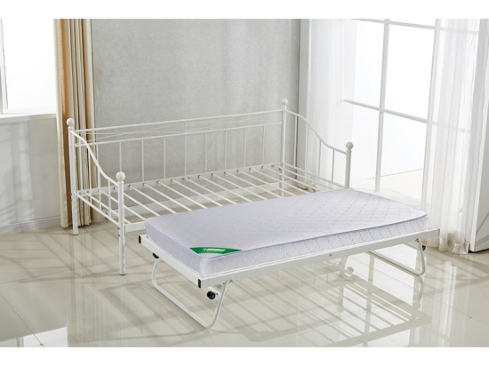 MARIN SET: DAYBED (ΓΙΑ ΣΤΡΩΜΑ 90X190) + ΒΟΗΘΗΤΙΚΟ ΚΡΕΒΑΤΙ ΜΕ ΣΤΡΩΜΑ 185X85 ΜΕΤΑΛΛΟ ΑΣΠΡΟ