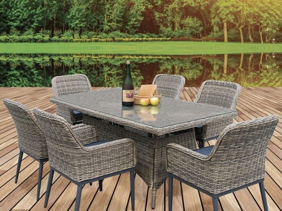 HAVANA SET ΤΡΑΠΕΖΑΡΙΑ ΚΗΠΟΥ ALU,WICKER GREY BROWN-ΑΝΘΡΑΚΙ: ΤΡΑΠΕΖΙ 180X90 + 6 ΠΟΛΥΘΡΟΝΕΣ