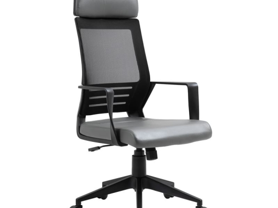 BF2500 ΠΟΛΥΘΡΟΝΑ ΓΡΑΦΕΙΟΥ ΔΙΕΥΘΥΝΤΗ MESH ΜΑΥΡΟ - PU ΓΚΡΙ