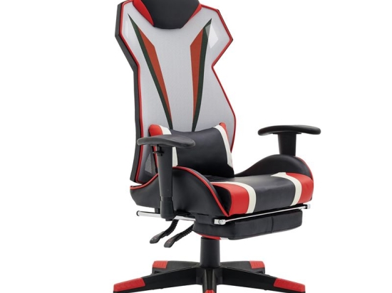 BF9550 GAMING RELAX ΠΟΛΥΘΡΟΝΑ ΜΕ ΥΠΟΠΟΔΙΟ, ΜΠΡΑΤΣΑ UP DOWN, PU-MESH, ΜΑΥΡΟ-ΚΟΚΚΙΝΟ-ΑΣΠΡΟ