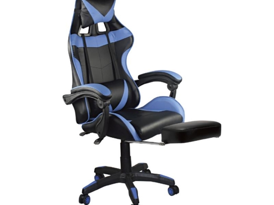 BF7860 GAMING RELAX ΠΟΛΥΘΡΟΝΑ ΓΡΑΦΕΙΟΥ ΜΕ ΥΠΟΠΟΔΙΟ, PU ΜΑΥΡΟ - ΜΠΛΕ