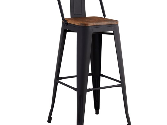RELIX WOOD ΣΚΑΜΠΟ BAR ΜΕ ΠΛΑΤΗ,ΜΕΤΑΛΛΟ ΒΑΦΗ ΜΑΥΡΟ EXTRA MATTE, ΑΠΟΧΡΩΣΗ ΞΥΛΟΥ DARK OAK