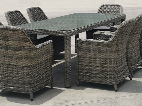 ESPERIA SET ΤΡΑΠΕΖΑΡΙΑ ΚΗΠΟΥ ALU,WICKER GREY BROWN-ΑΝΘΡΑΚΙ: ΤΡΑΠΕΖΙ 230X100 + 8 ΠΟΛΥΘΡΟΝΕΣ