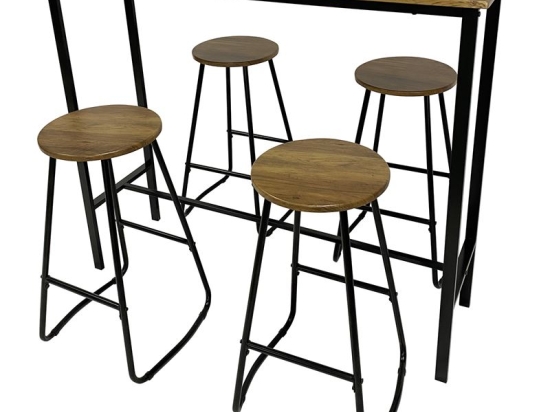 PUB SET BAR ΤΡΑΠΕΖΙ + 4 ΣΚΑΜΠΟ, ΜΕΤΑΛΛΟ ΒΑΦΗ ΑΝΘΡΑΚΙ - ANTIQUE BROWN