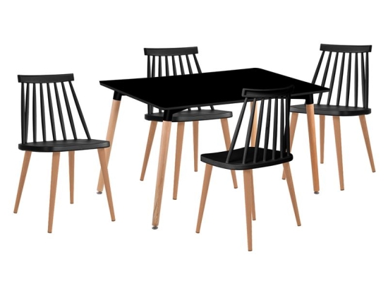 LAVIDA-ART ΤΡΑΠΕΖΑΡΙΑ: ΤΡΑΠΕΖΙ 120X80 ΟΞΙΑ/MDF + 4 ΚΑΡΕΚΛΕΣ ΜΕΤΑΛΛΟ ΒΑΦΗ ΦΥΣΙΚΟ PP ΜΑΥΡΟ