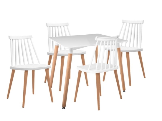 LAVIDA-ART ΤΡΑΠΕΖΑΡΙΑ: ΤΡΑΠΕΖΙ 80X80 ΟΞΙΑ/MDF + 4 ΚΑΡΕΚΛΕΣ ΜΕΤΑΛΛΟ ΒΑΦΗ ΦΥΣΙΚΟ PP ΑΣΠΡΟ