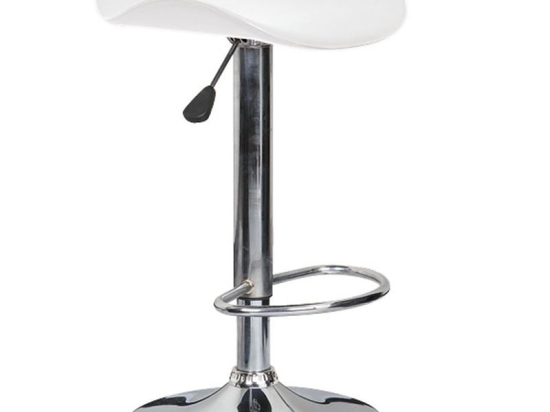 SADDLE ΣΚΑΜΠΟ BAR, ΒΑΣΗ ΧΡΩΜΙΟ, PVC ΑΣΠΡΟ, ΡΥΘΜΙΣΗ ΥΨΟΥΣ, ΠΕΡΙΣΤΡΕΦΟΜΕΝΟ
