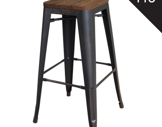 RELIX WOOD ΣΚΑΜΠΟ BAR-PRO, ΣΤΟΙΒΑΖΟΜΕΝΟ, ΜΕΤΑΛΛΟ ΒΑΦΗ ANTIQUE BLACK,ΚΑΘΙΣΜΑ DARK OAK