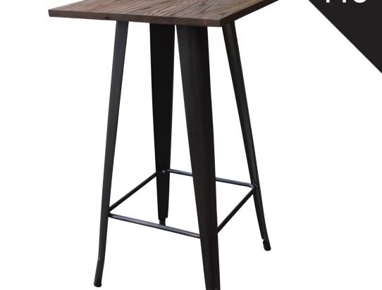 RELIX WOOD ΤΡΑΠΕΖΙ BAR-PRO, ΜΕΤΑΛΛΟ ΒΑΦΗ ANTIQUE BLACK, ΑΠΟΧΡΩΣΗ ΞΥΛΟΥ DARK OAK