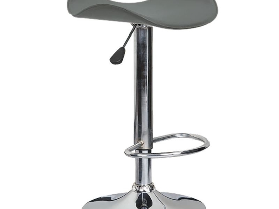 SADDLE ΣΚΑΜΠΟ BAR, ΒΑΣΗ ΧΡΩΜΙΟ, PVC ΓΚΡΙ, ΡΥΘΜΙΣΗ ΥΨΟΥΣ, ΠΕΡΙΣΤΡΕΦΟΜΕΝΟ
