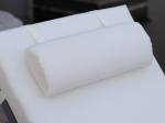 SUNLOUNGER ΜΑΞΙΛΑΡΙ ΞΑΠΛΩΣΤΡΑΣ ΜΕ ΠΡΟΣΚΕΦΑΛΟ,  ΥΦΑΣΜΑ ΕΚΡΟΥ, FOAM+POLYESTER ΦΕΡΜΟΥΑΡ-VELCRO
