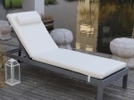 SUNLOUNGER ΜΑΞΙΛΑΡΙ ΞΑΠΛΩΣΤΡΑΣ ΜΕ ΠΡΟΣΚΕΦΑΛΟ,  ΥΦΑΣΜΑ ΕΚΡΟΥ, FOAM+POLYESTER ΦΕΡΜΟΥΑΡ-VELCRO