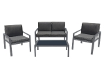 RIVIAN SET ΣΑΛΟΝΙ ΚΗΠΟΥ 4ΤΕΜ, ΜΕΤΑΛΛΟ ΒΑΦΗ ΑΝΘΡΑΚΙ, ΜΑΞΙΛΑΡΙΑ ΓΚΡΙ