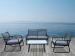 ROCCO SET ΣΑΛΟΝΙ ΚΗΠΟΥ 4ΤΕΜ, ΜΕΤΑΛΛΟ ΜΑΥΡΟ,ROPEWICKER ΓΚΡΙ, ΜΑΞΙΛ.ΣΚΟΥΡΟ ΓΚΡΙ, ΓΥΑΛΙ ΜΑΥΡΟ