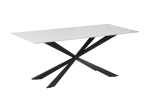 ΤΡΑΠΕΖΙ COZLINE INART ΛΕΥΚΟ ΜΑΡΜΑΡΟΥ SINTERED STONE-ΠΟΔΙ ΜΑΥΡΟ ΜΕΤΑΛΛΟ 180X90X76ΕΚ
