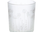 ΦΑΝΑΡΙ ΚΑΤΑΙΓΙΔΑΣ CYLINDRICAL "FLOWER" ΛΟΥΛΟΥΔΑΤΟ DESIGN ΓΥΑΛΙΝΟ ΛΕΥΚΟ PU 18 H. CM D. 7 CM