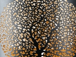 ΦΑΝΑΡΙ ΚΑΤΑΙΓΙΔΑΣ CYLINDRICAL "SOLITARY TREE" ΔΕΝΤΡΟ MOTIF ΜΕΤΑΛΛΟ ΜΑΥΡΟ ΧΡΥΣΟ PU 4 17X12X20CM