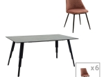 ΤΡΑΠΕΖΑΡΙΑ LIFO-GISELLE  PAKOWORLD ΣΕΤ 7ΤΜΧ MDF CEMENT-ΣΑΠΙΟ ΜΗΛΟ 160X90X75ΕΚ