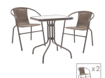 TΡΑΠΕΖΑΡΙΑ OBBI-WATSON PAKOWORLD ΣΕΤ 3ΤΕΜ ΚΑΦΕ ΜΕΤΑΛΛΟ-PE RATTAN 60X60X70ΕΚ