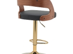 ΣΚΑΜΠΟ BAR ARTELIBRE SINDRI ΜΑΥΡΟ/ΚΑΦΕ ΞΥΛΟ/PU/ΑΛΟΥΜΙΝΙΟ 48X49X91-112CM