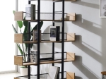 ΒΙΒΛΙΟΘΗΚΗ MUSHA PAKOWORLD ΜΕΤΑΛΛΟ ΜΑΥΡΟ ΜΕ OAK ΑΠΟΧΡΩΣΗ 120X22X185ΕΚ
