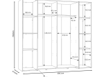 ΝΤΟΥΛΑΠΑ ΡΟΥΧΩΝ CLOSET PAKOWORLD ΤΕΤΡΑΦΥΛΛΗ SONOMA OAK-ΛΕΥΚΟ ΜΕΛΑΜΙΝΗΣ 200X61.5X190.5ΕΚ