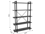 ΒΙΒΛΙΟΘΗΚΗ RESON PAKOWORLD OAK ΜΕΛΑΜΙΝΗΣ-ΜΑΥΡΟ ΜΕΤΑΛΛΟ 120X34X180ΕΚ