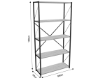 ΒΙΒΛΙΟΘΗΚΗ TIKILMO PAKOWORLD OAK ΜΕΛΑΜΙΝΗΣ-ΜΑΥΡΟ ΜΕΤΑΛΛΟ 88X34X180ΕΚ