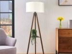 ΦΩΤΙΣΤΙΚΟ ΔΑΠΕΔΟΥ THOMAS MEGAPAP E27 MDF/ΥΦΑΣΜΑ PVC ΧΡΩΜΑ ΚΑΡΥΔΙ - ΚΡΕΜ 38X38X135ΕΚ.