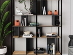 ΒΙΒΛΙΟΘΗΚΗ MAXI MEGAPAP ΧΡΩΜΑ SAPPHIRE OAK - SILKY BLACK 144X35X175ΕΚ.