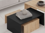 ΤΡΑΠΕΖΑΚΙ ΣΑΛΟΝΙΟΥ ΣΕΤ 3 ΤΜΧ. KANTA MEGAPAP ΧΡΩΜΑ SAPPHIRE OAK - SILKY BLACK 80X50X40,5ΕΚ.