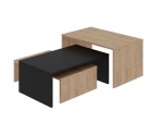 ΤΡΑΠΕΖΑΚΙ ΣΑΛΟΝΙΟΥ ΣΕΤ 3 ΤΜΧ. KANTA MEGAPAP ΧΡΩΜΑ SAPPHIRE OAK - SILKY BLACK 80X50X40,5ΕΚ.