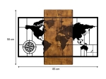 ΔΙΑΚΟΣΜΗΤΙΚΟ ΤΟΙΧΟΥ WORLD MAP MEGAPAP ΞΥΛΙΝΟ - ΜΕΤΑΛΛΙΚΟ ΧΡΩΜΑ ΚΑΡΥΔΙ - ΜΑΥΡΟ 85X3X58ΕΚ.