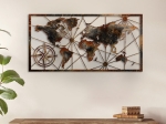 ΔΙΑΚΟΣΜΗΤΙΚΟ ΤΟΙΧΟΥ WORLD MAP MEGAPAP ΜΕΤΑΛΛΙΚΟ ΧΡΩΜΑ ΜΑΥΡΟ - BRONZE 120X60ΕΚ.