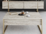 ΤΡΑΠΕΖΑΚΙ ΣΑΛΟΝΙΟΥ LUXE MEGAPAP ΧΡΩΜΑ TRAVERTINE - ΧΡΥΣΟ 90X60X40ΕΚ.