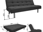 ΚΑΝΑΠΕΣ ΚΡΕΒΑΤΙ HERMES ΤΡΙΘΕΣΙΟΣ ΣΚΟΥΡΟ ΜΠΛΕ 180X95X82CM
