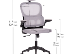 ΚΑΡΕΚΛΑ ΓΡΑΦΕΙΟΥ BASTON HM18236.02 ΓΚΡΙ MESH & ΜΑΥΡΟ PP ΣΚΕΛΕΤΟΣ 64x60x127Υεκ.
