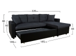 ΚΑΝΑΠΕΣ ΓΩΝΙΑ ΚΡΕΒΑΤΙ WAYNE 220x146x86Υεκ.HM3028.01 ΓΚΡΙ ΜΕ ΜΑΥΡΟ PU