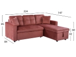 ΚΑΝΑΠΕΣ ΓΩΝΙΑ ΚΡΕΒΑΤΙ WAYNE 224x147x85Υεκ. HM3028.12 ΒΕΛΟΥΔΟ ΣΑΠΙΟ ΜΗΛΟ