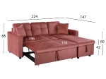 ΚΑΝΑΠΕΣ ΓΩΝΙΑ ΚΡΕΒΑΤΙ WAYNE 224x147x85Υεκ. HM3028.12 ΒΕΛΟΥΔΟ ΣΑΠΙΟ ΜΗΛΟ