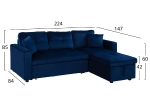 ΚΑΝΑΠΕΣ ΓΩΝΙΑ ΚΡΕΒΑΤΙ WAYNE 224x147x85Υεκ. HM3028.18 ΒΕΛΟΥΔΟ ΜΠΛΕ