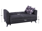 ΚΑΝΑΠΕΣ 2ΘΕΣΙΟΣ KRISTINA HM3165.20 ΓΚΡΙ ΜΕ ΑΝΘΡΑΚΙ ΠΟΔΙΑ 150x80x83 εκ.