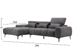 ΚΑΝΑΠΕΣ ΑΡΙΣΤΕΡΗ ΓΩΝΙΑ DIVYA HM3267.02L ΣΥΝΘ.SUEDE ΓΚΡΙ 264x175x99Υεκ.
