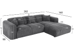 ΚΑΝΑΠΕΣ ΓΩΝΙΑ BRICKEN HM3275.04R ΑΝΘΡΑΚΙ ΥΦΑΣΜΑ 110-282x98-160x72Υεκ.